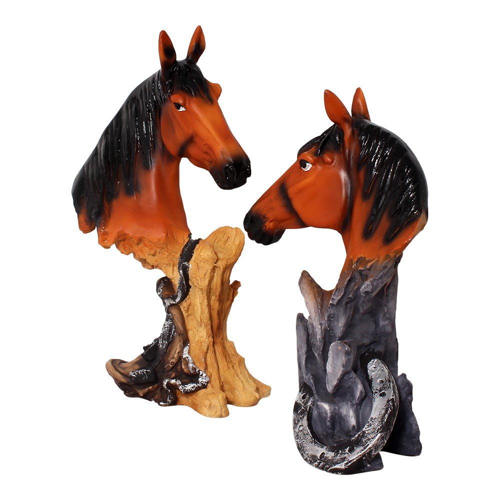 Pair of Horse Head Statue 10.5 Inch ( 27 cm )