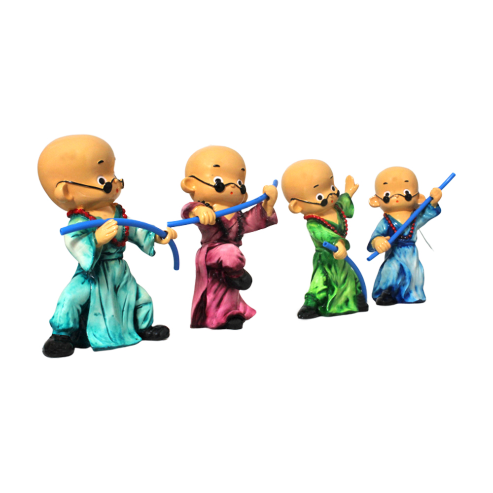 Set of 4 Fighter Monk Statue 8 Inch