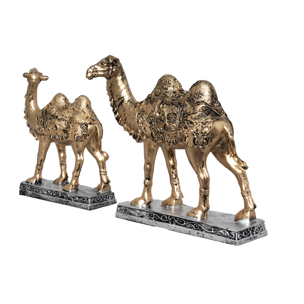 Set of 2 Antique Look Camel Statue 10.5 Inch