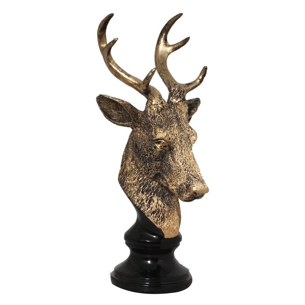 Antique Head of Deer Statue Figurine 12.5 Inch ( 32 cm )