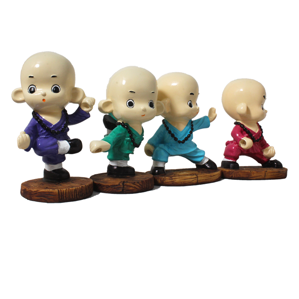 Set of 4 Kungfu Baby Monk Statue Gift 7 Inch