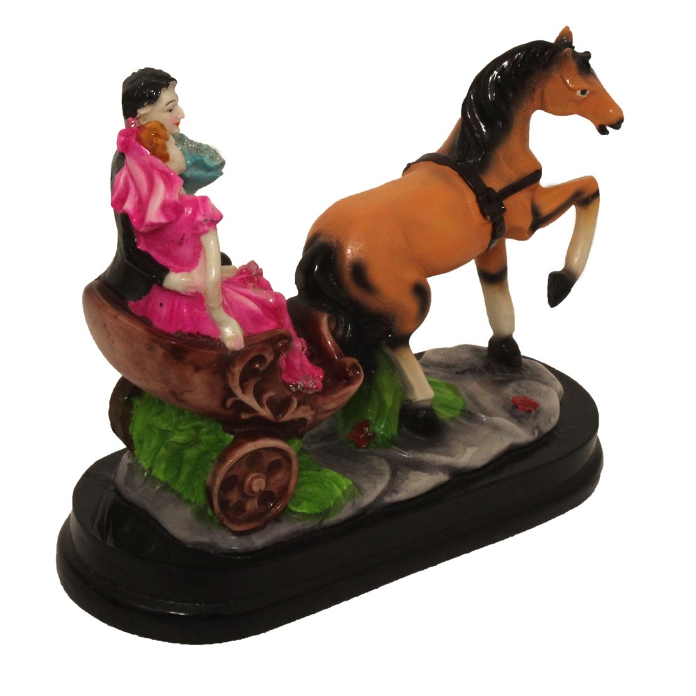 Horse Cart Couple Statue Showpiece 7.5 Inch ( 19.5 cm )
