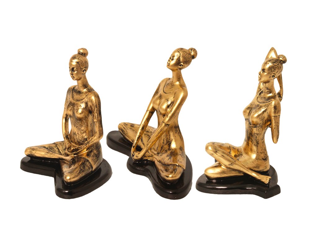 Yoga Lady Statue in Antique Finish 9 Inch ( 23 cm )