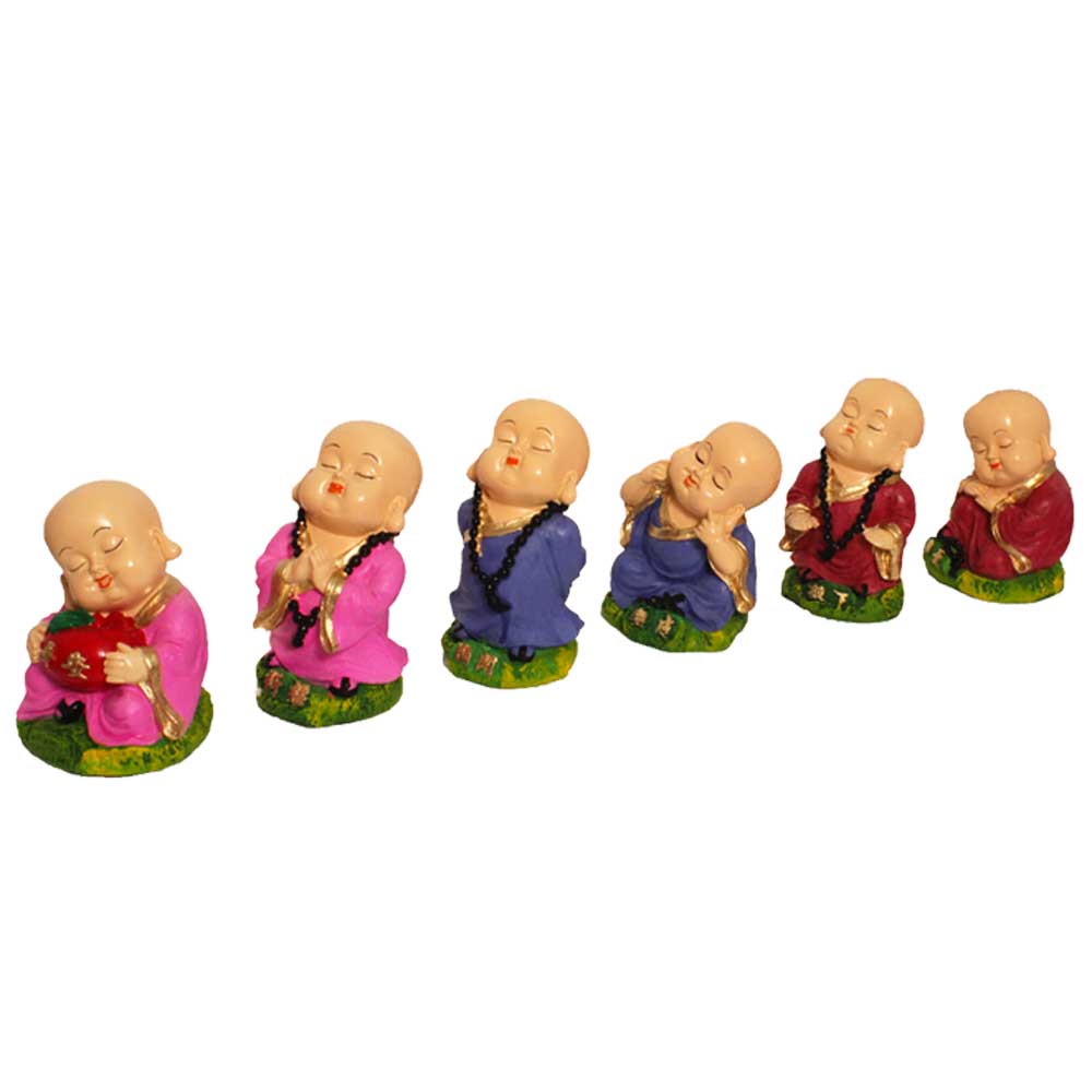 Set of 6 Baby Monk Statue Sculpture 6 Inch