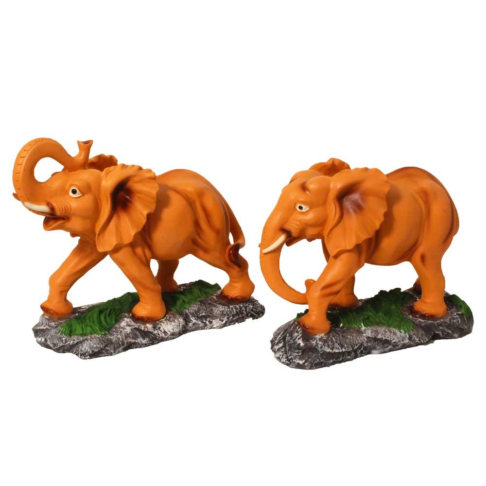 Pair of Elephant Statue Figurine 9.5 Inch ( 24.5 cm )