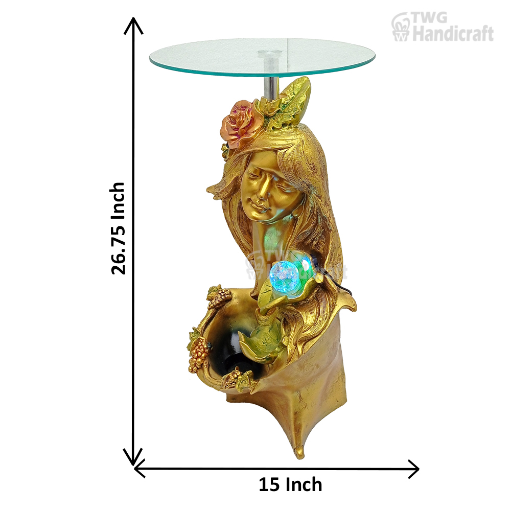 Lady Art Water Fountain Table in Golden Finish 26.75 Inch