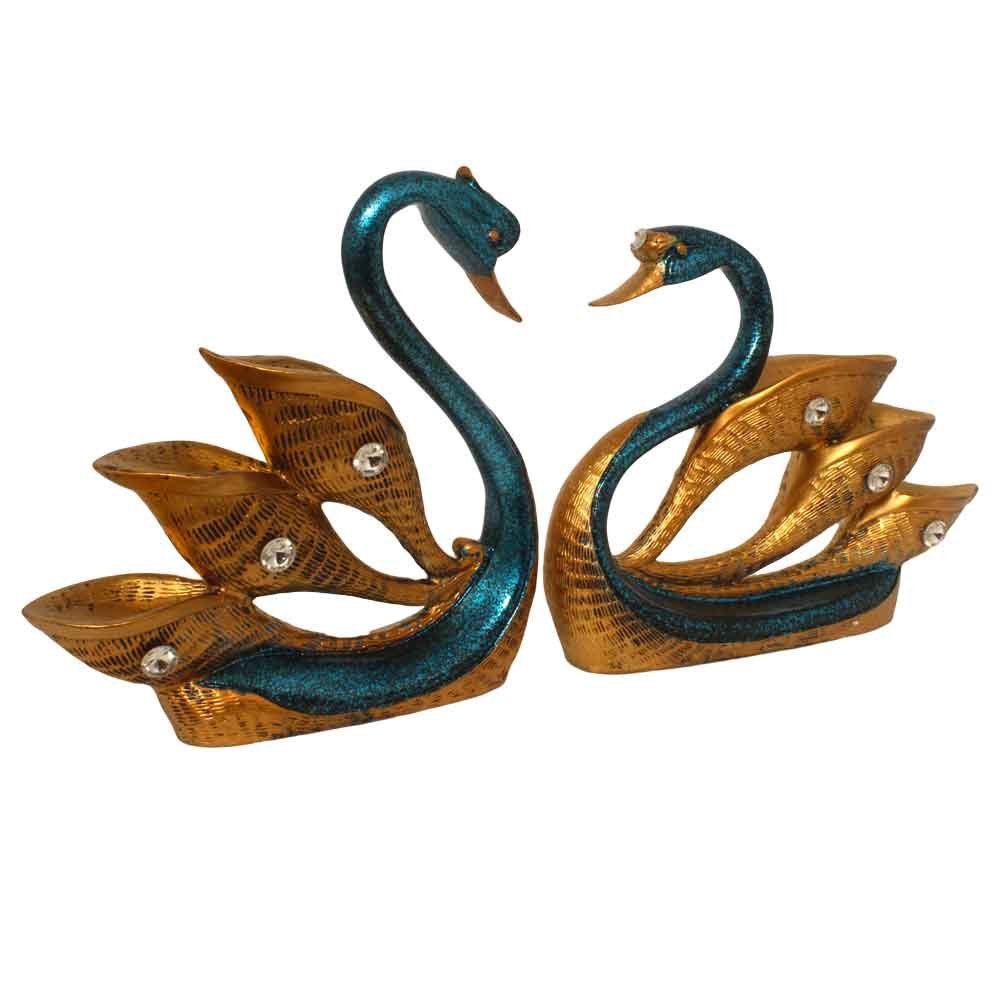 Artistic Swan Pair Statue 10 Inch ( 25.5 cm )