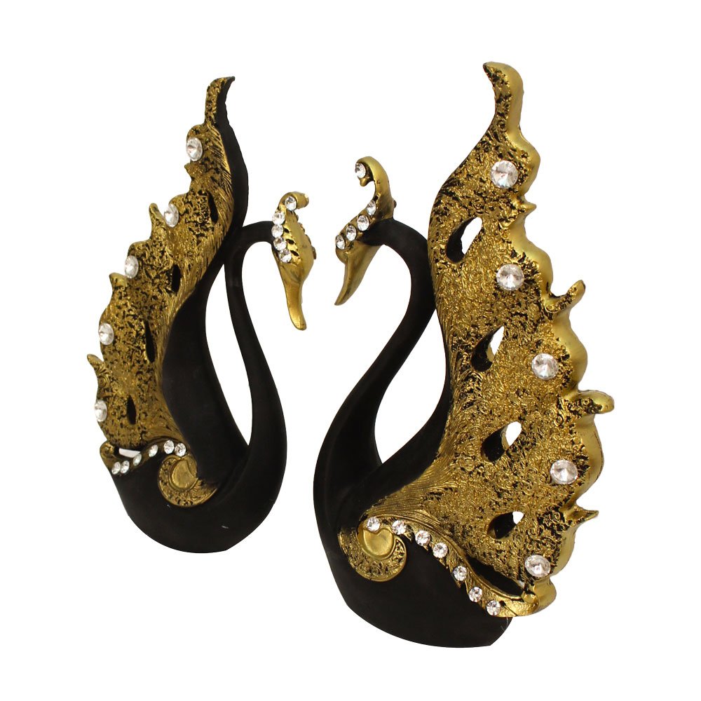 Decorative Carvin Duck Swan Pair Showpiece 11.5 Inch ( 29.5 cm )