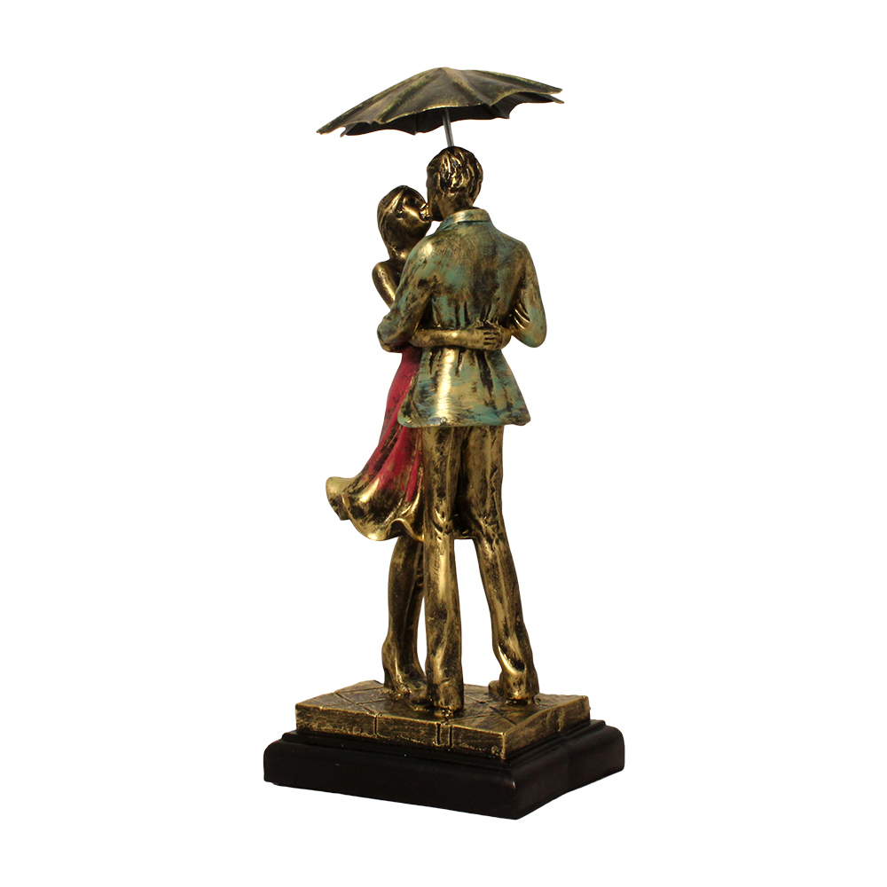 Umbrella Couple Handicraft Figurine 12 Inch
