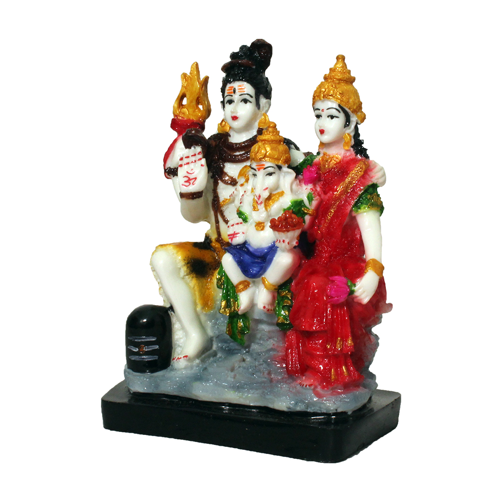 Lord Shiv Parvati Ganesha Idol 7.5 Inch