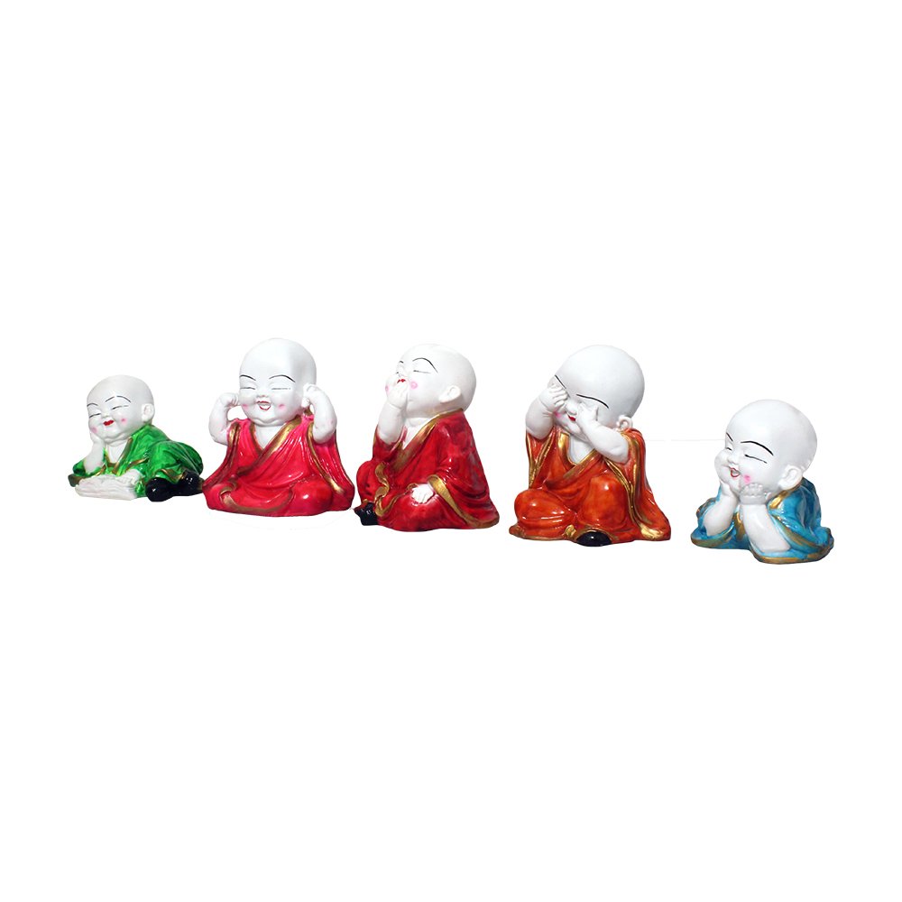 Set of 5 Child Monk Home Decor Figurine 6 Inch ( 15.5 cm )