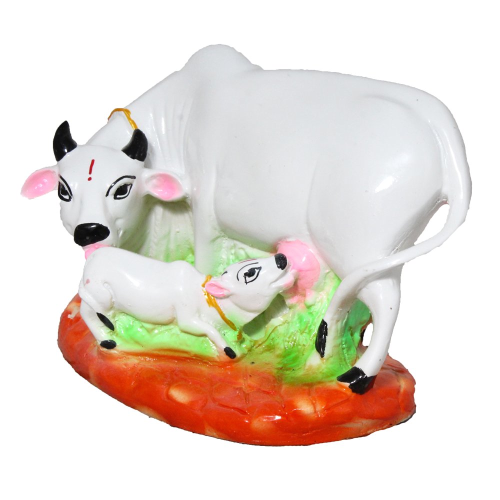 Kamdhenu Cow And Calf Statue  5 Inch ( 13 cm )