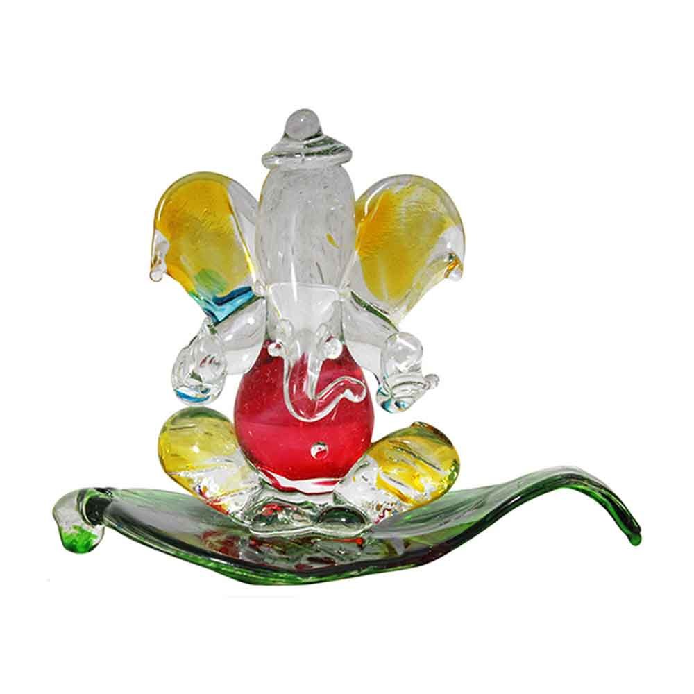 Crystal Glass Patta Ganesha Statue 2 Inch ( 5.5 cm )