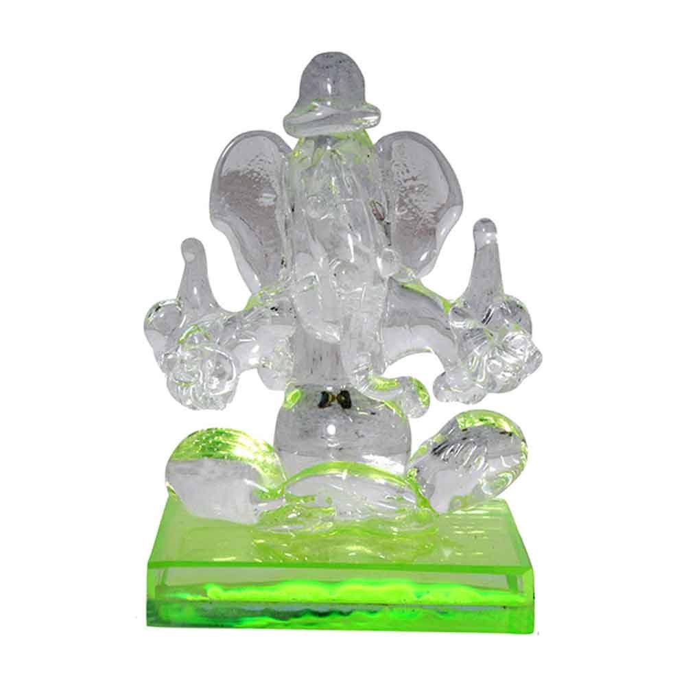 Crystal Glass Ganesha Statue Idol 2.5 Inch ( 6.5 cm )