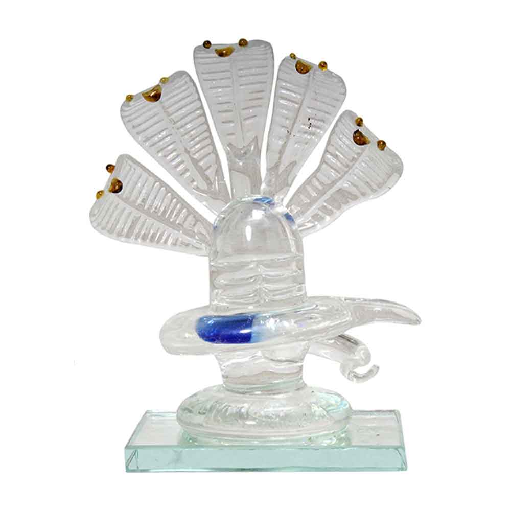 Crystal Glass Shivling Statue Religious Sculpture 3 Inch