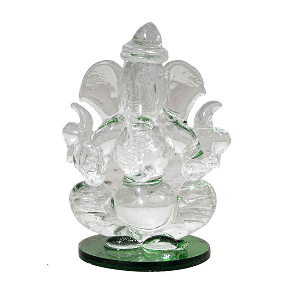 Crystal Glass Ganesha Statue Sculpture 3 Inch