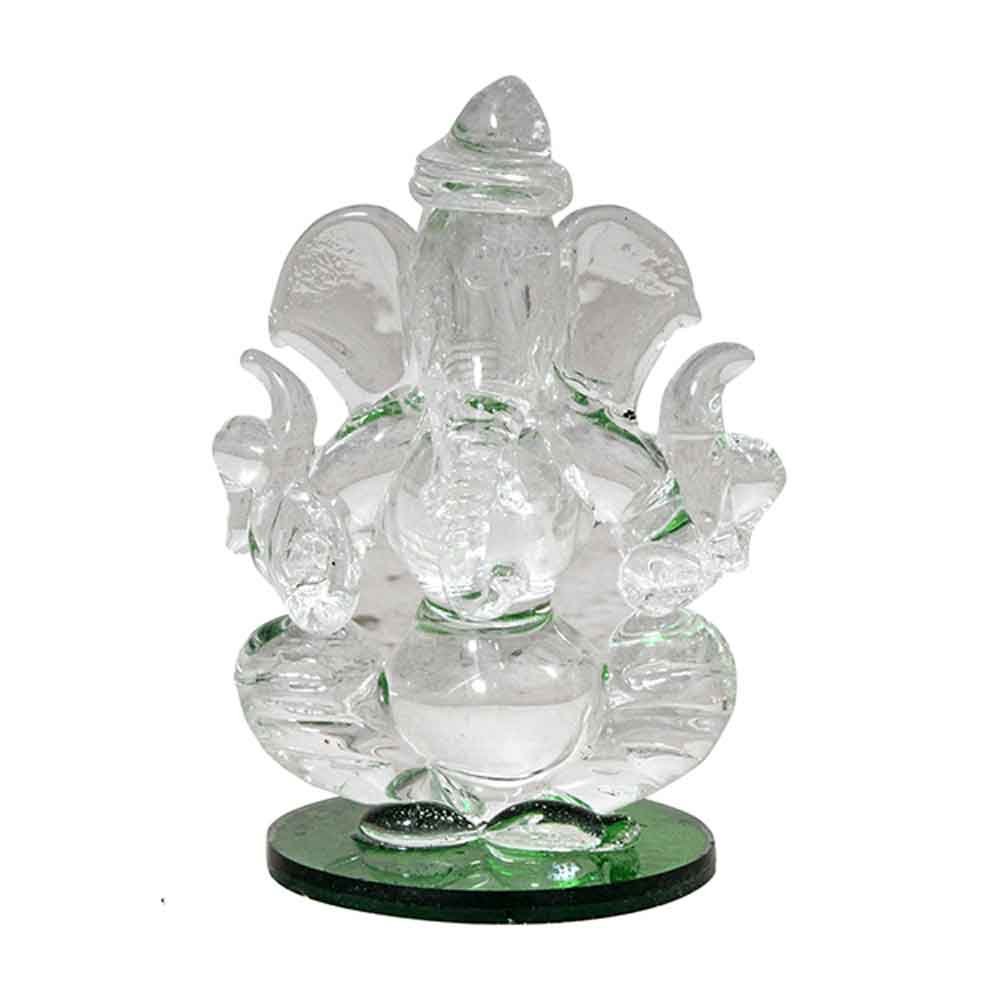 Crystal Glass Ganesha Statue Sculpture 3 Inch ( 8 cm )