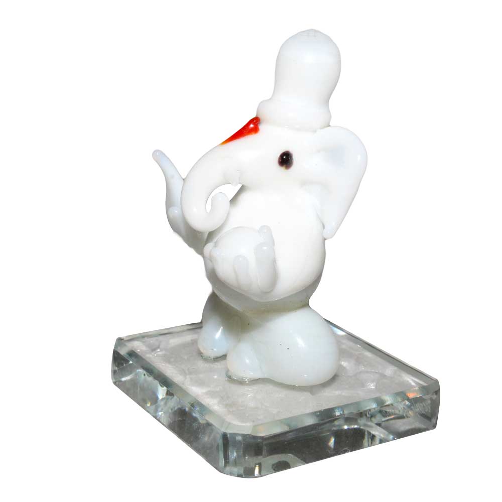 Handicraft Crystal Glass Ganesha Statue Idol 3 Inch