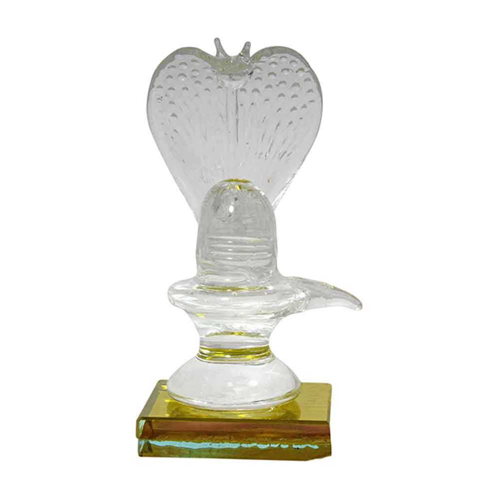 Crystal Glass Shivling Statue Religious Figurine 4.5 Inch