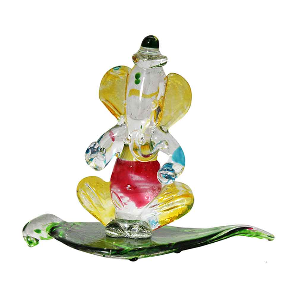 Handicraft Crystal Glass Ganesha Statue Murti 2.5 Inch