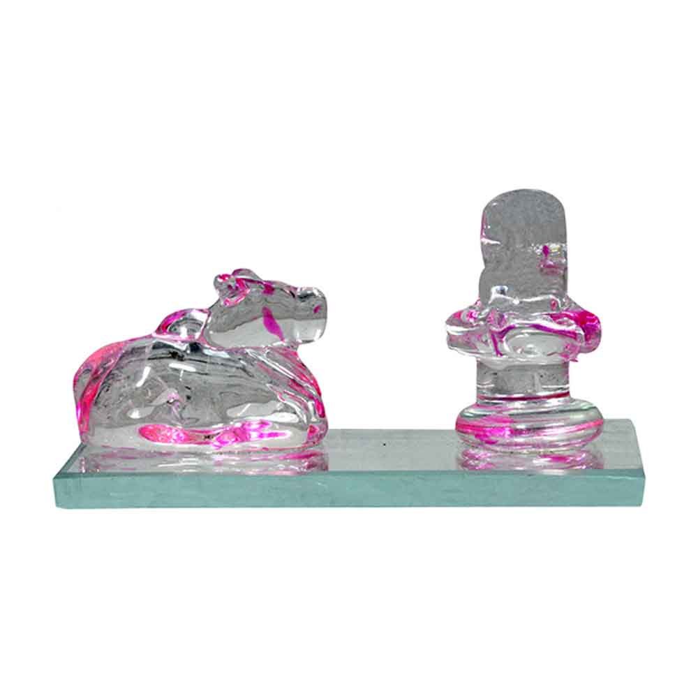 Crystal Glass Nandi Shivling Statue Religious Idol 2.5 Inch ( 6.5 cm )