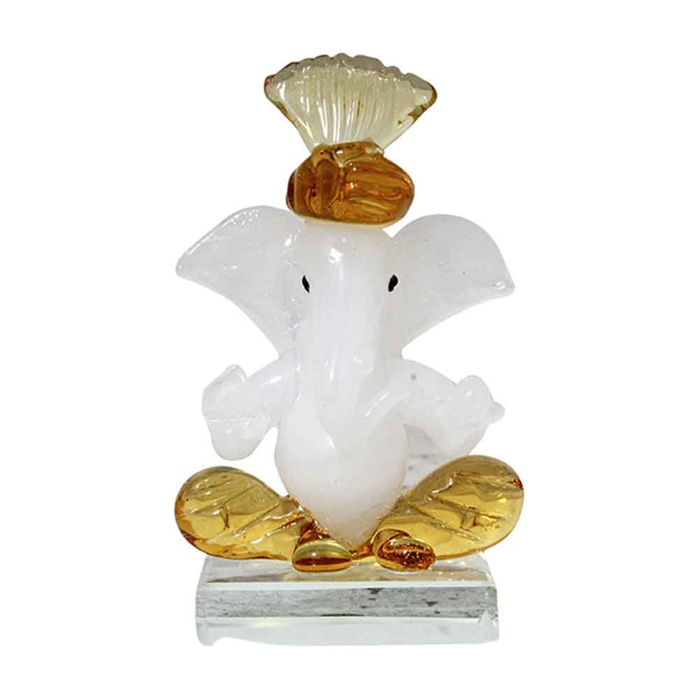 Crystal Glass Ganesha Statue Virtuous Idol 3 Inch