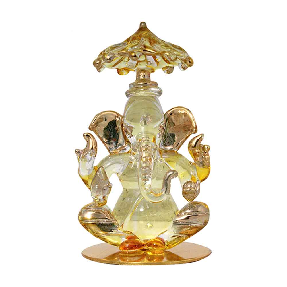 Handicraft Crystal Glass Ganesha Statue Sculpture 4.5 Inch