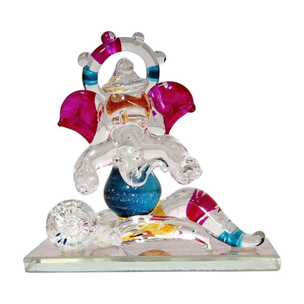 Handicraft Crystal Glass Ganesha Statue Gift 3 Inch