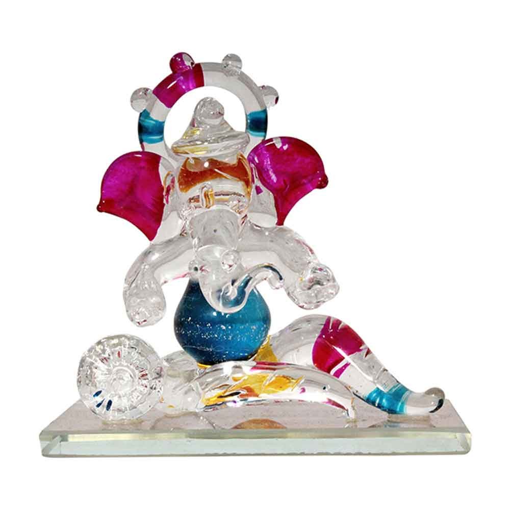 Handicraft Crystal Glass Ganesha Statue Gift 3 Inch ( 8 cm )