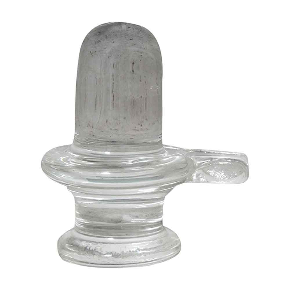 Crystal Glass Shivling Statue Virtuous Idol 2.5 Inch ( 6.5 cm )