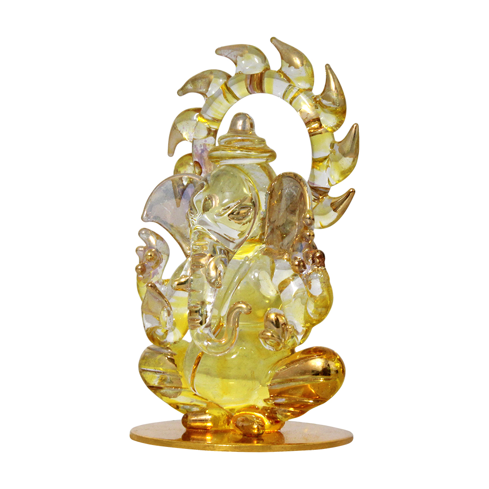 Crystal Glass Chakra Ganesha Statue 4 Inch