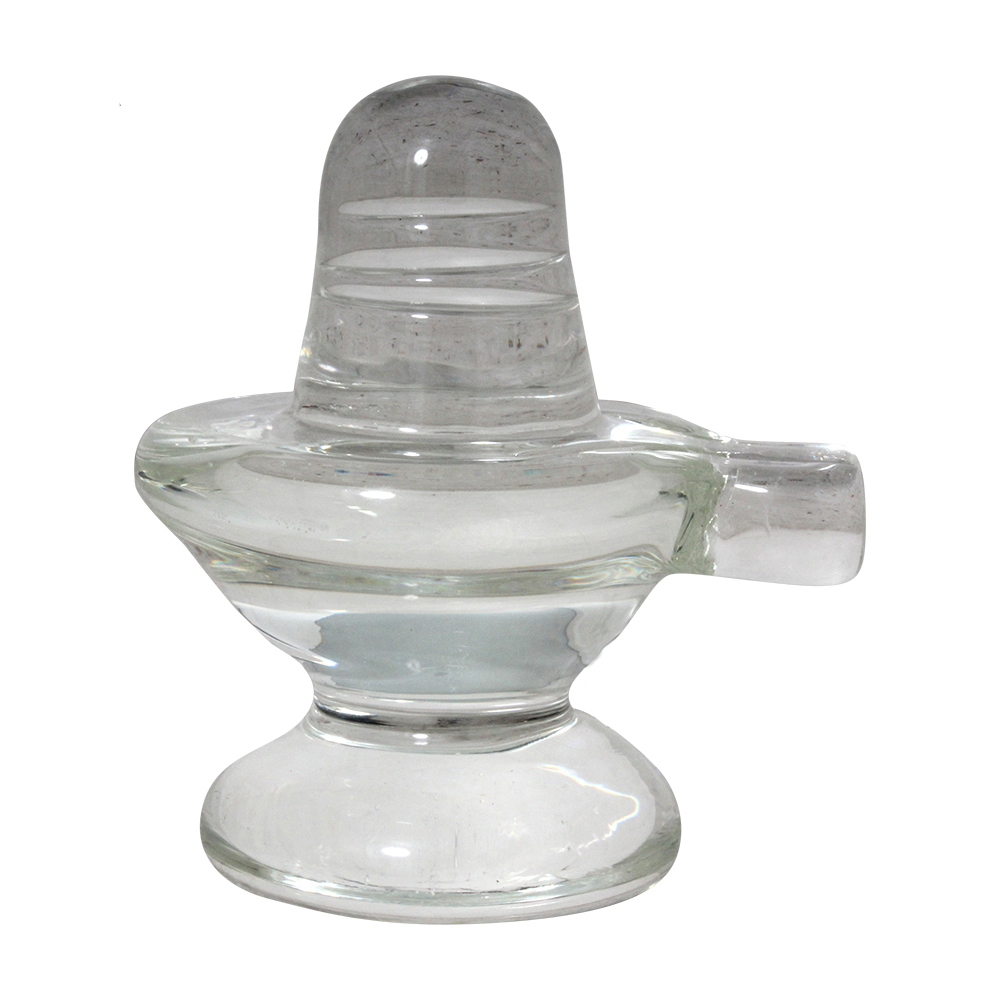 Crystal Glass Shivling Statue Virtuous Murti 3.5 Inch