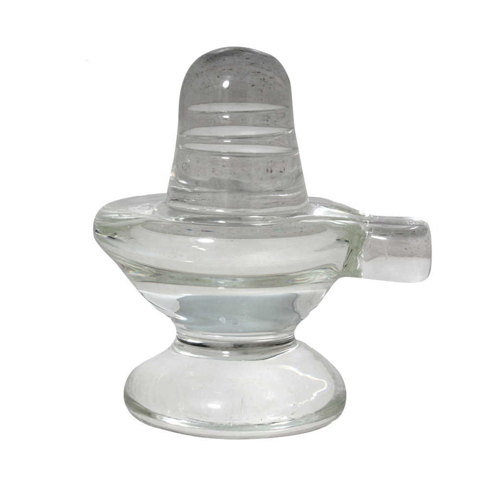 Handicraft Crystal Glass Shivling Statue Virtuous Idol 1.5 Inch