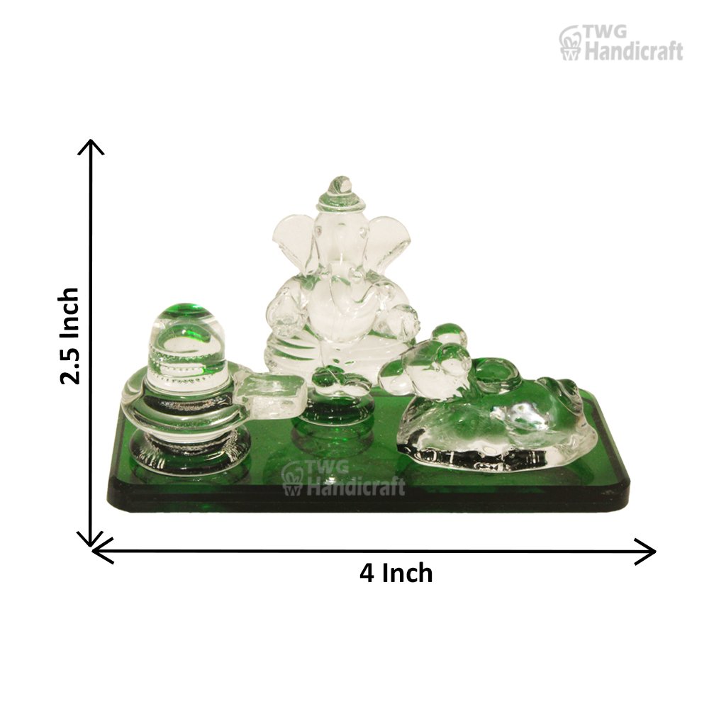 Manufacturer of Glass Crystal Ganesh Idol Statue Export Quality Statue