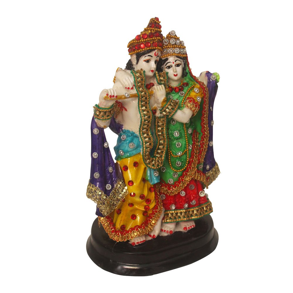 Radha Krishna Idol Jewllery Decorated Statue 8 Inch ( 20.5 cm )