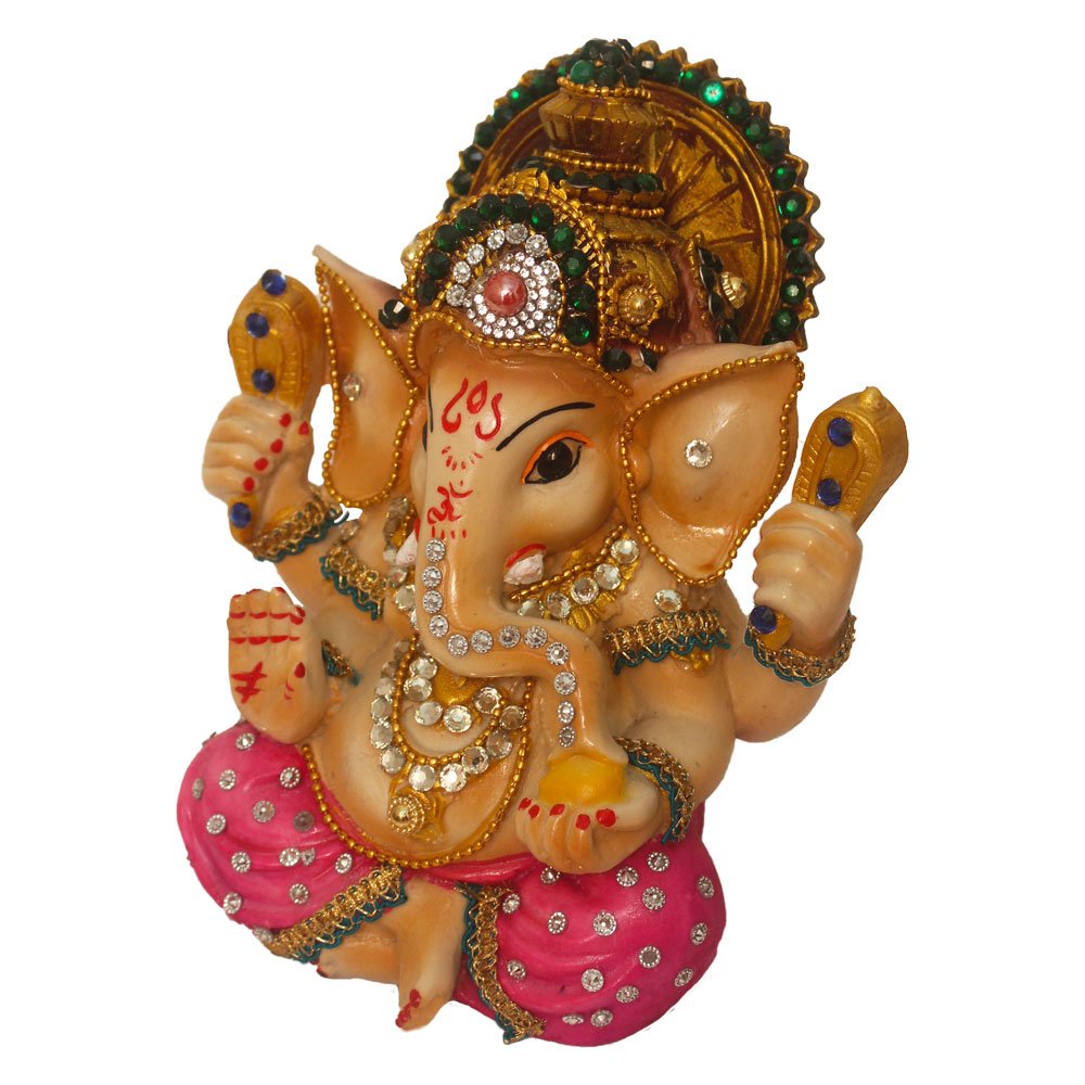 Lord Mukut Ganesha Idol Jewllery Decorated Statue 7 Inch ( 18 cm )