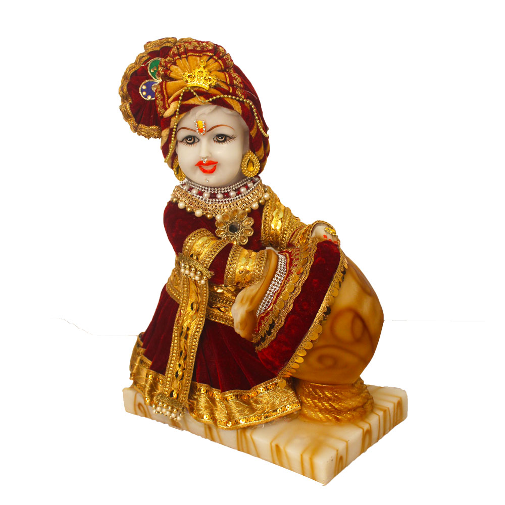 Makhan Krishna Statue with Poshak & Jewellery Decorated 16.5 Inch