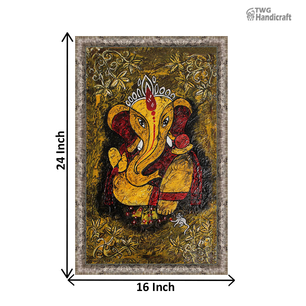 Ganesha Canvas Painting Manufacturers in India Textured Paintings by Renown Artists