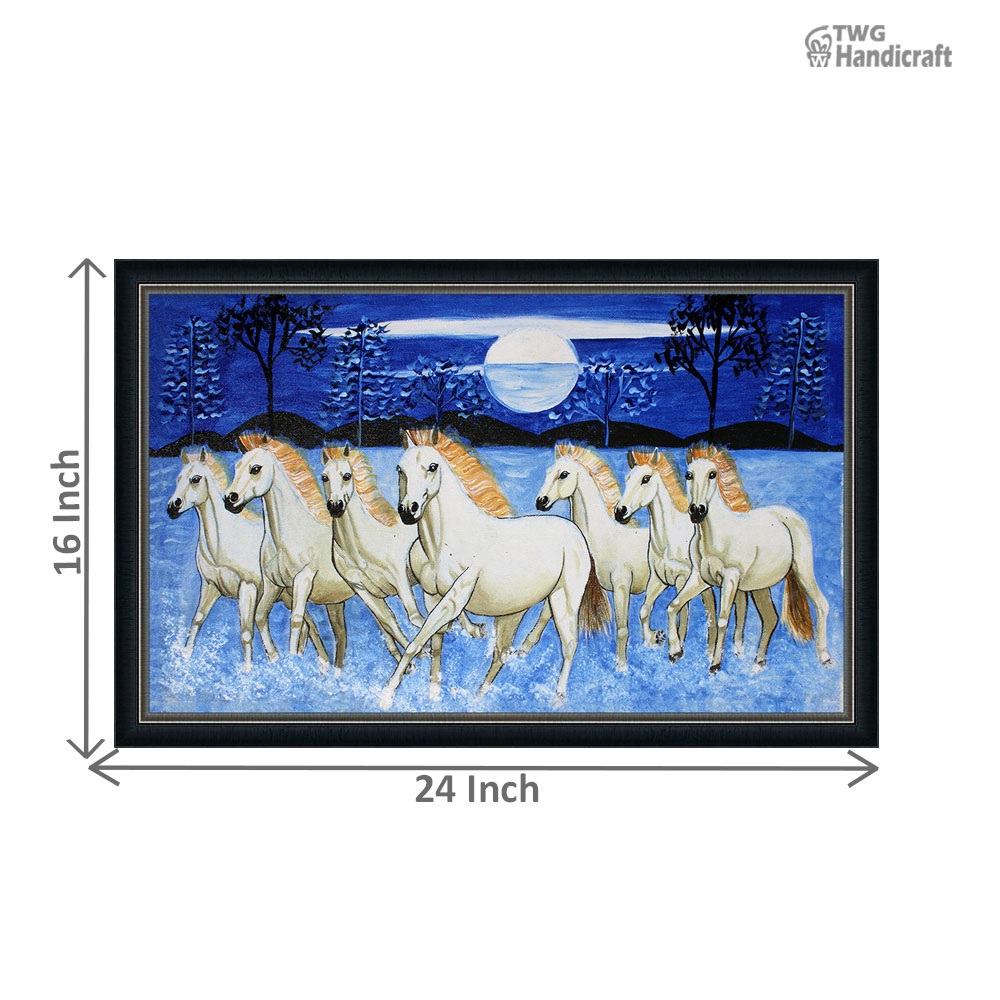 Handmade Paintings Manufacturers in India | 7 Running Horse Canvas Painting
