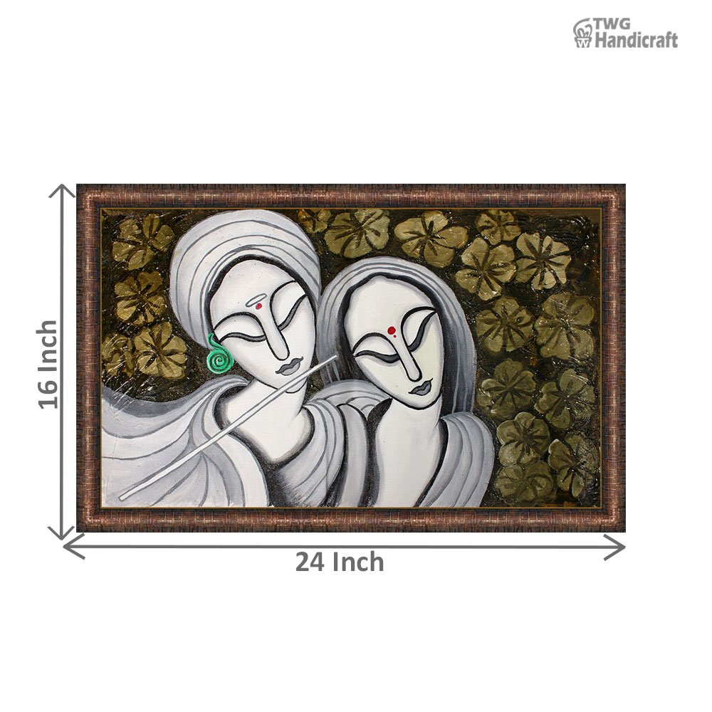 Manufacturer of Textured Canvas Paintings Radha Krishna Modern Art Painting