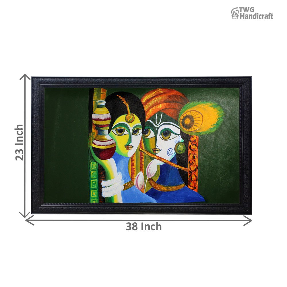 Textured Canvas Paintings Wholesale Supplier in India Radha Krishna Modern Art Painting