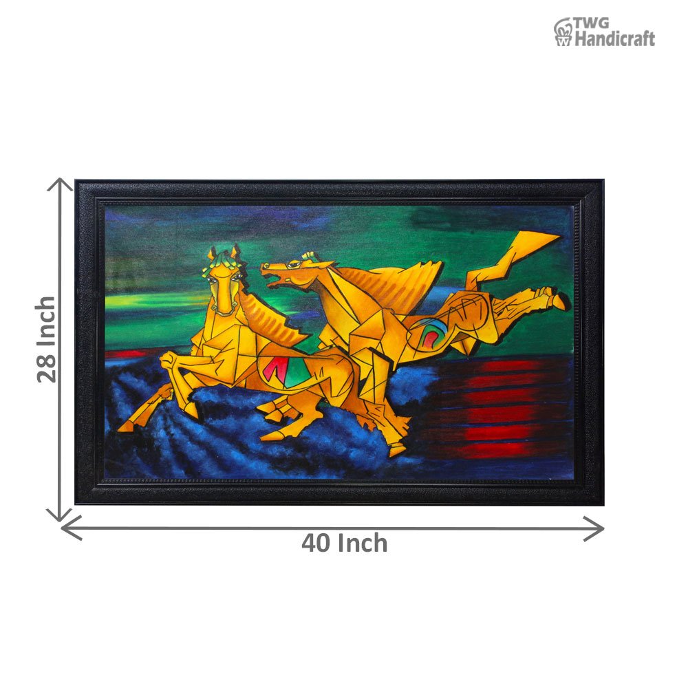 Handmade Paintings Suppliers in Delhi 7 Running Horse Vastu Painting