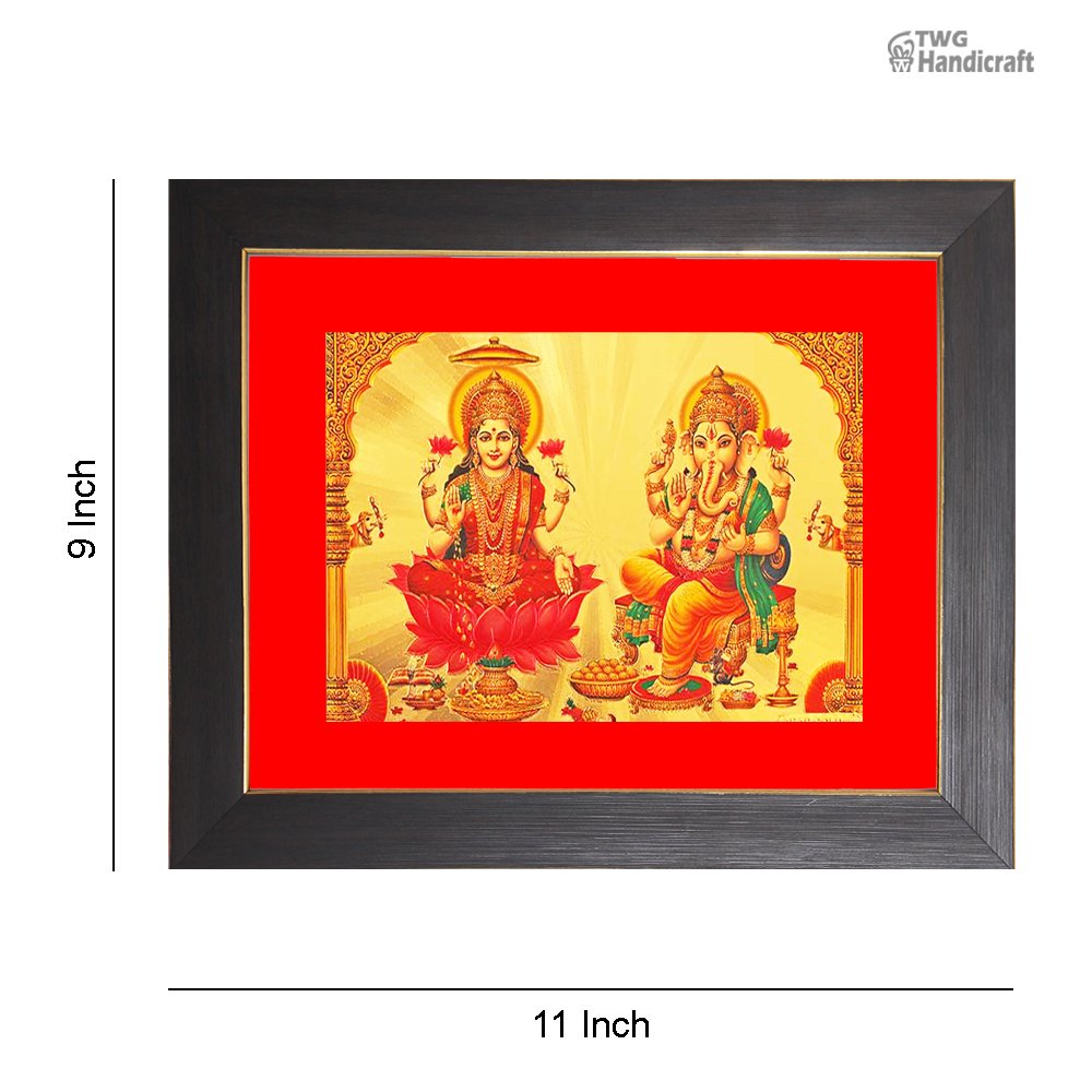 God Frames For Pooja Mandir Manufacturers in India Golden Foil Laxmi Ganesh Frames