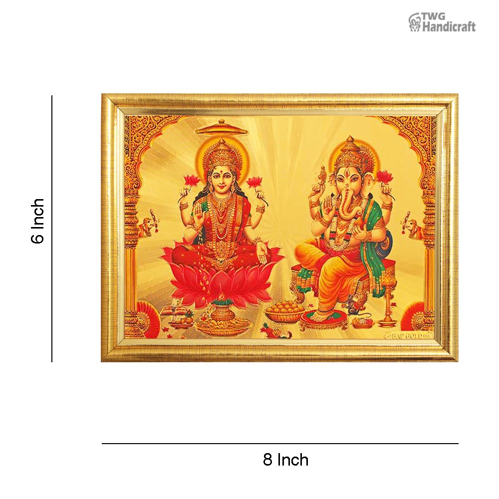 Manufacturer of God Frames For Pooja Mandir Golden Foil Laxmi Ganesh Frames