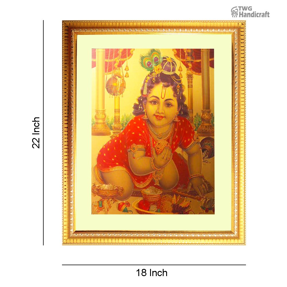 Manufacturer & Wholesaler of Makhan Krishna 24K Golden Foil God Frames