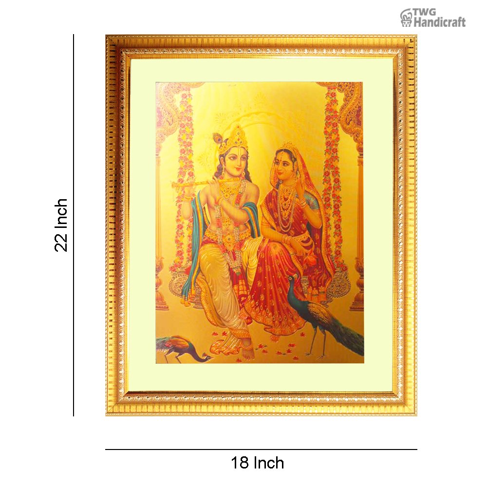 Manufacturer & Wholesaler of Radha Krishna on Swing 24K Golden Foil Photo Frame