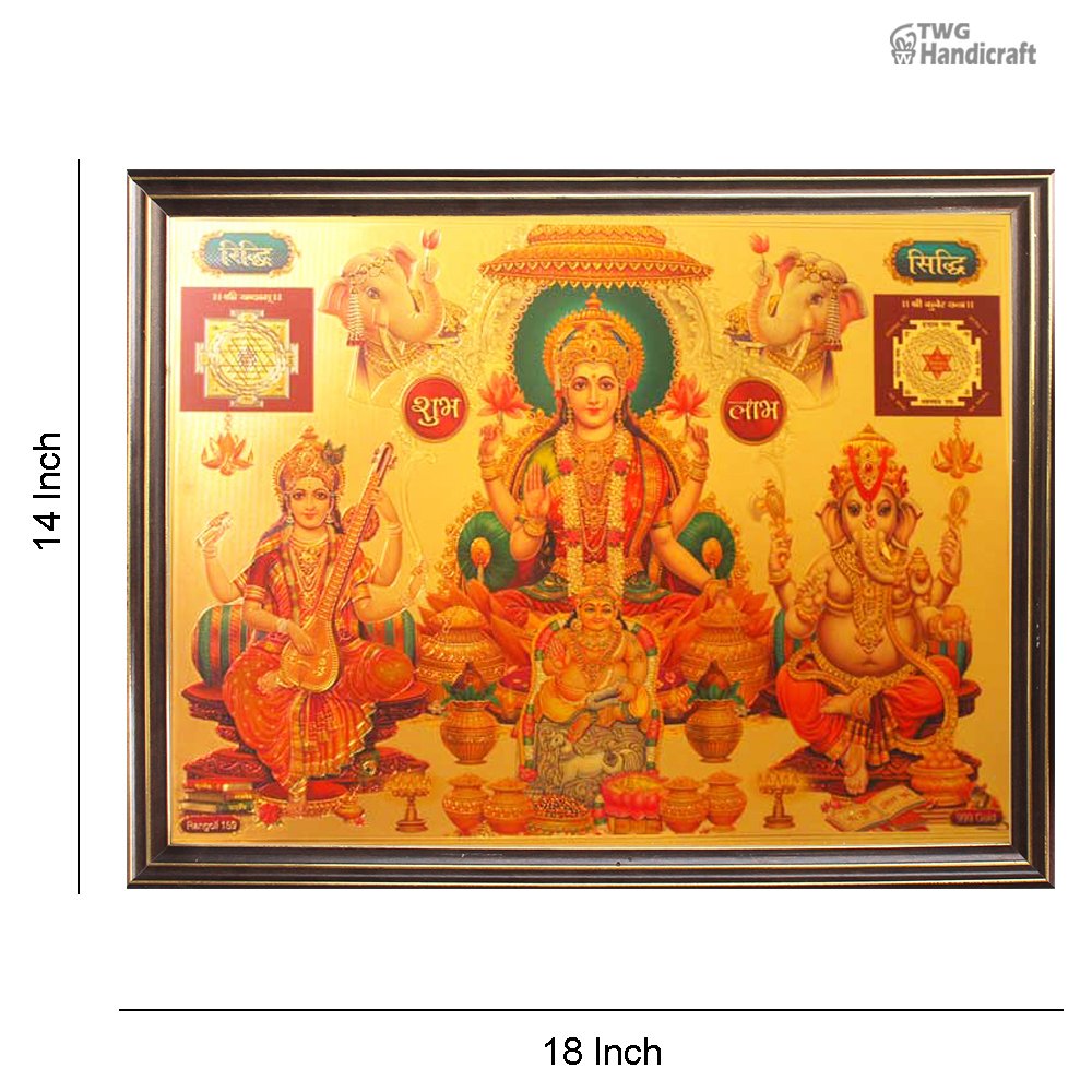 Manufacturer of Laxmi Ganesh Saraswati Yantra 24K Golden Foil God Frames