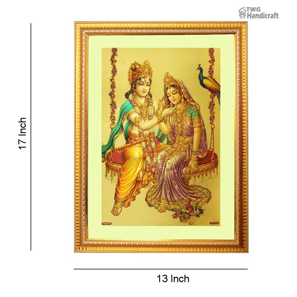 Manufacturer & Wholesale of Radha Krishna Jhula 24k Golden Foil Religious Frame