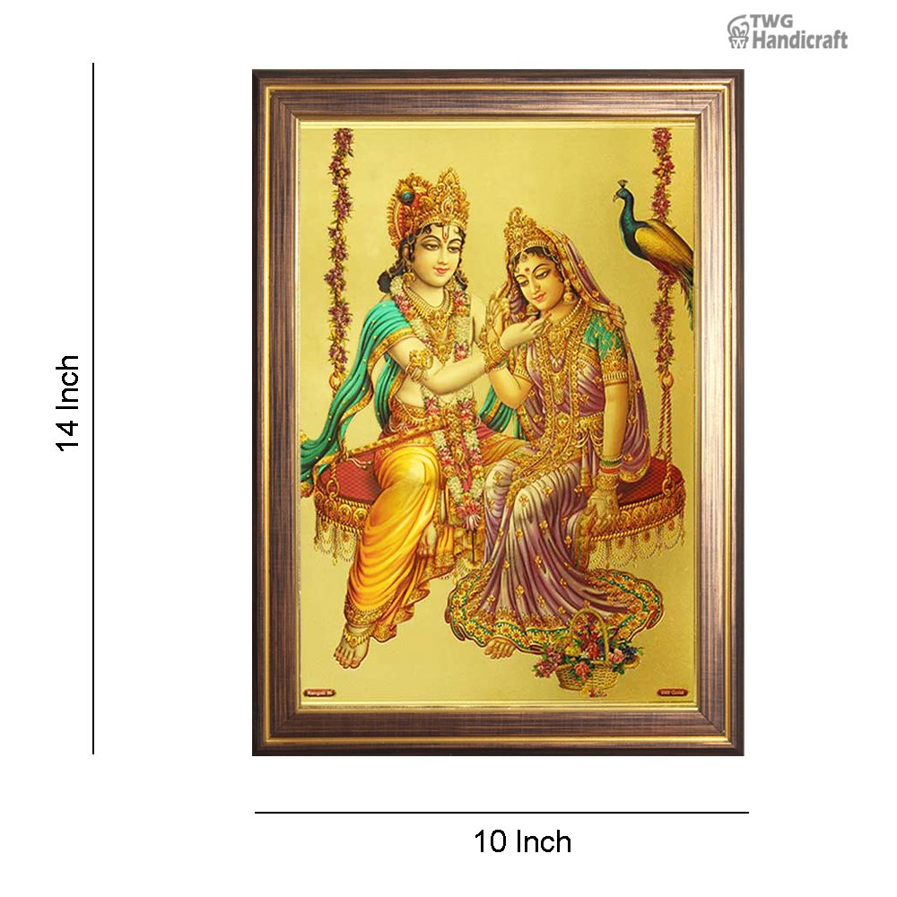 Manufacturer & Wholesale Supplier of Radha Krishna Jhula 24k Golden Foil Photo Frame Buy in Bulk