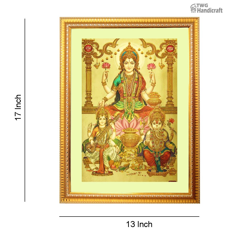 Manufacturer & Supplier of 24K Golden Foil Laxmi Ganesh Saraswati God Poster Frame